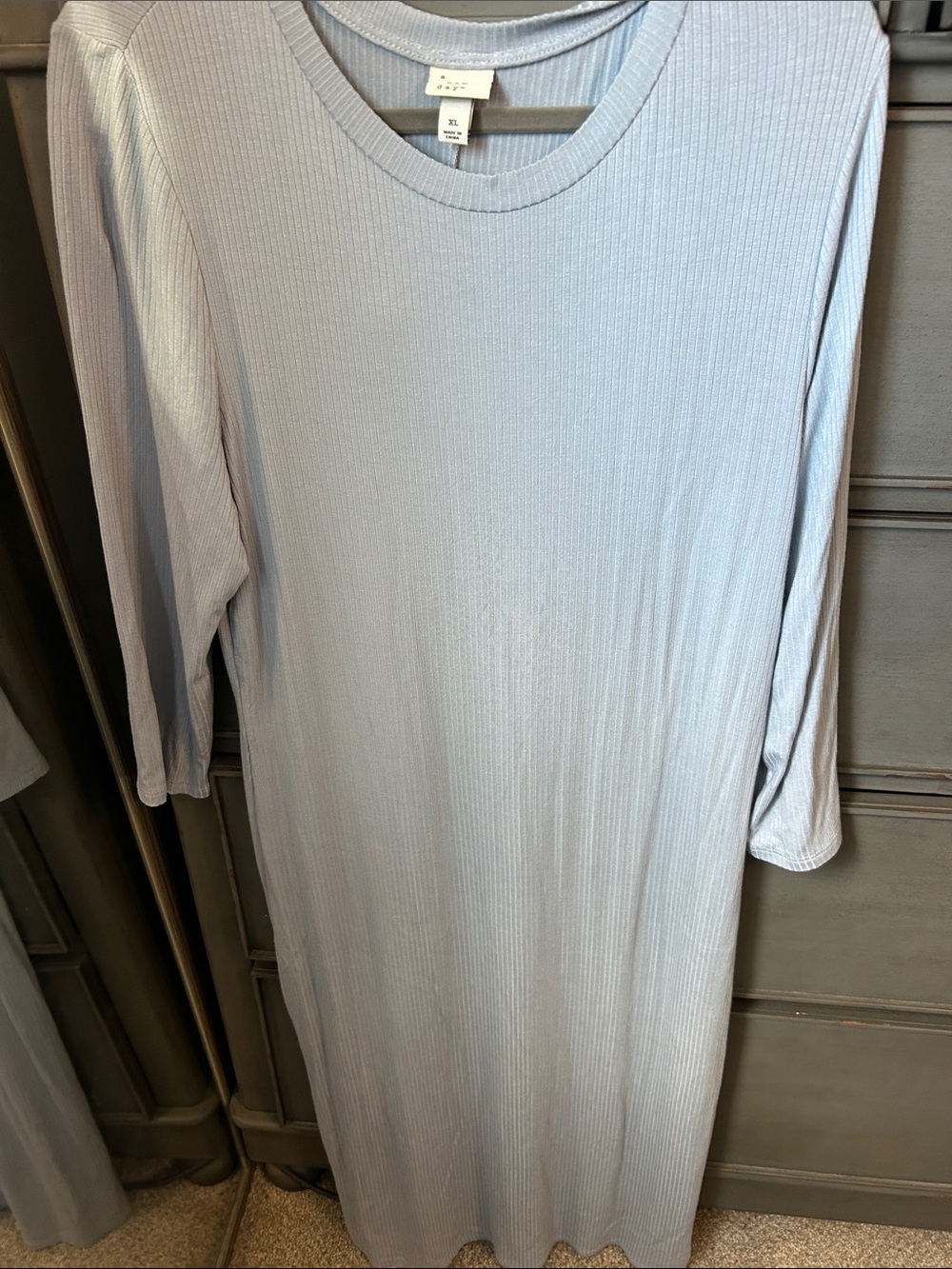 a new day Light Blue Ribbed Long-Sleeve Women’s Dress